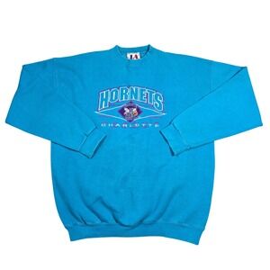 Vtg Logo Athletic Charlotte Hornets Crewneck Sweater Mens L NBA Retro Streetwear